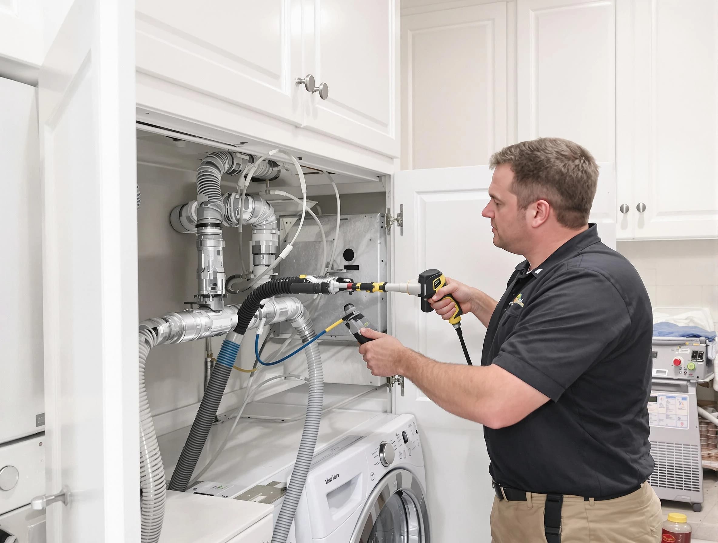 Lawrence Dryer Vent Cleaning professional removing severe blockage from a clogged dryer vent in Lawrence