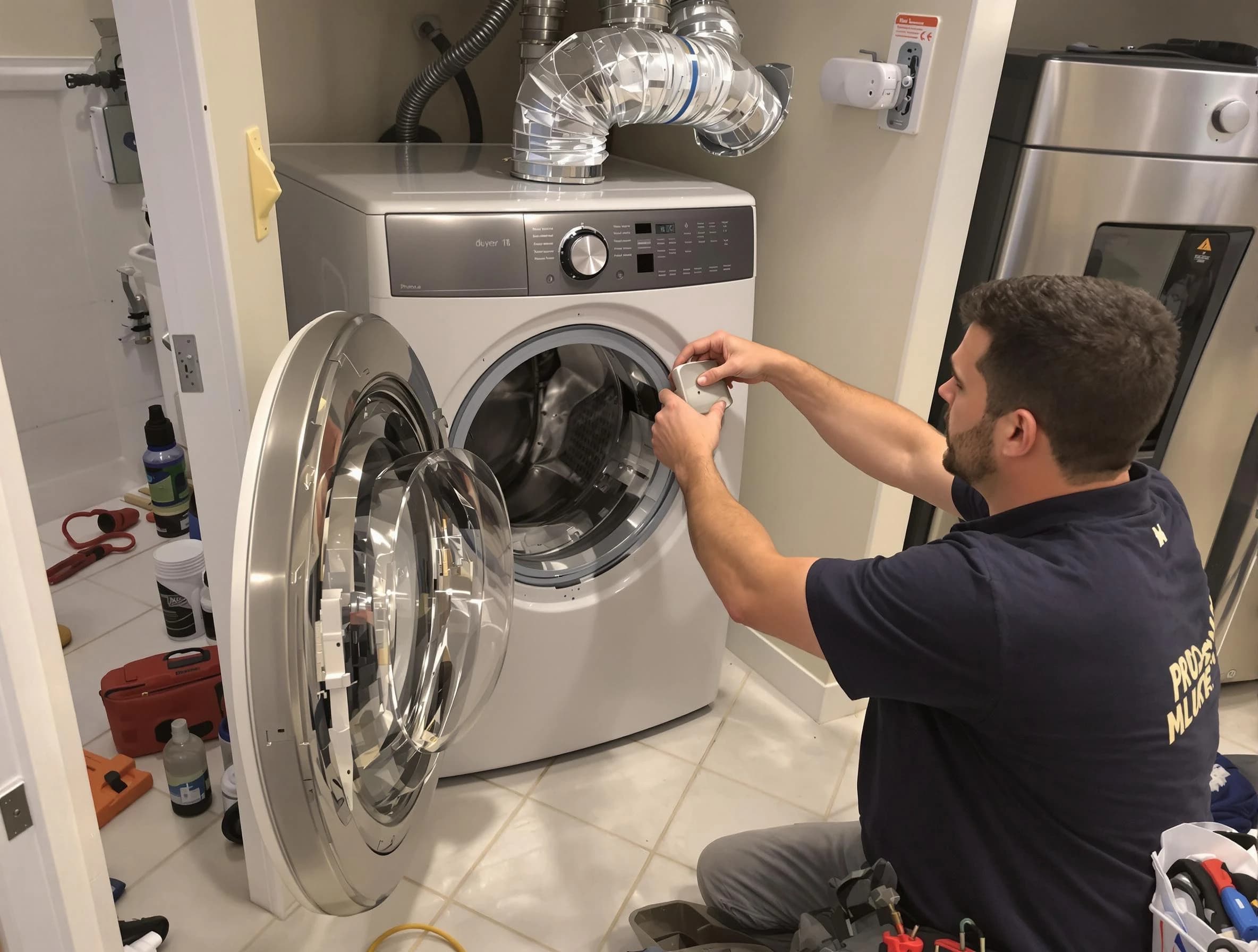 Lawrence Dryer Vent Cleaning technician performing precise dryer vent hose installation in Lawrence