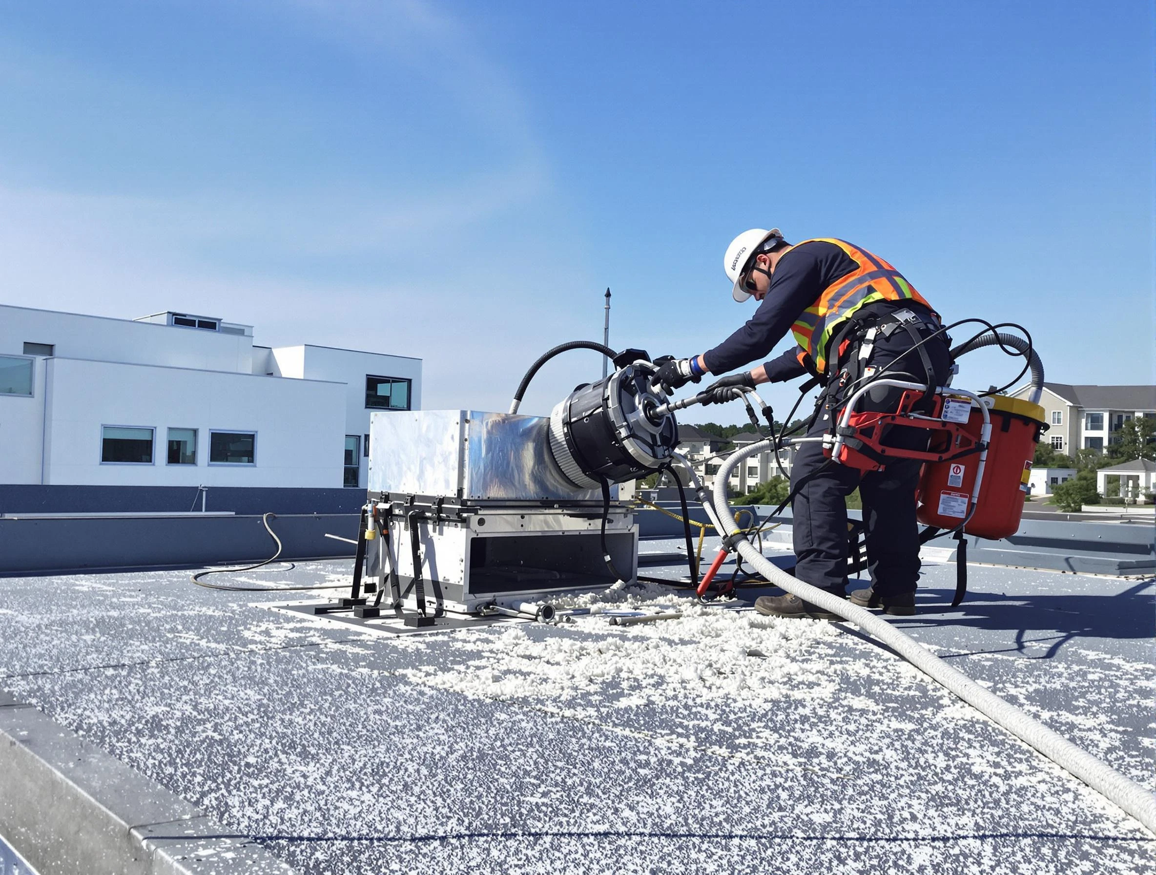 Cleaning Dryer Vent On Roof in Lawrence